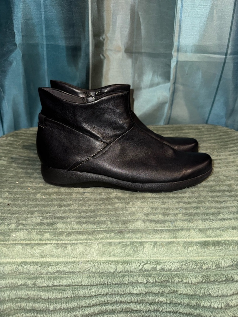 Clarks Black Leather Ankle Booties